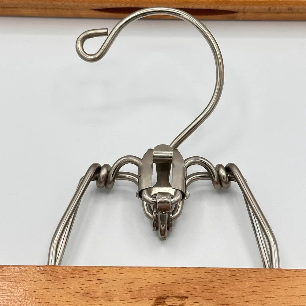 Setwell Wooden Pants Hangers with Clips Set of 2 Vintage Closet Organization